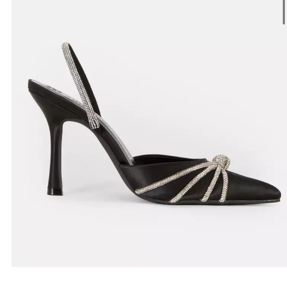Rhinestone Knot Pointed Slingback Stilettos - Primark